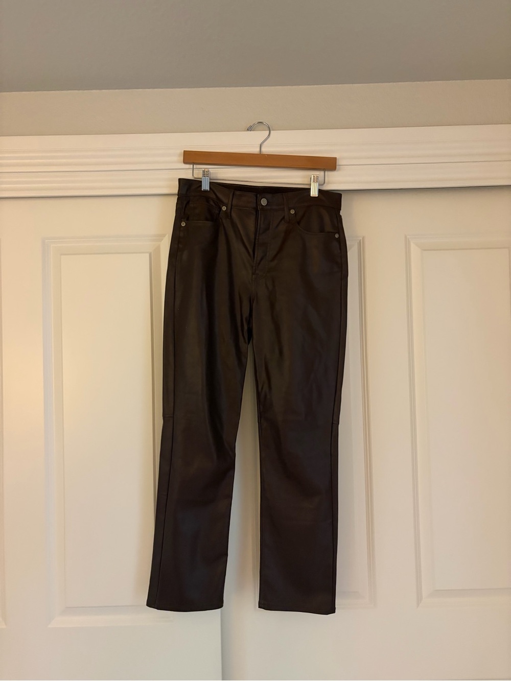 Gap Dark Brown Faux Leather Straight Leg Pants